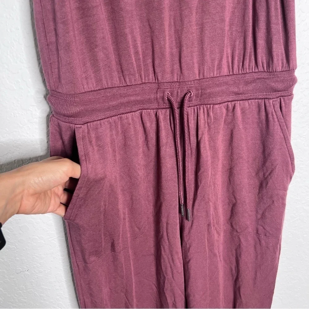 Athleta Jumpsuit Women Small Balance Rose Pink Sweatpants Jogger One Piece T